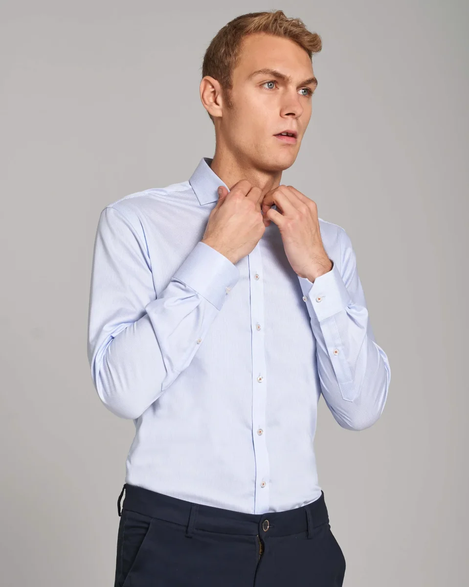 BS Scholes Slim Fit Skjorta - Ljusblå - Bild 5