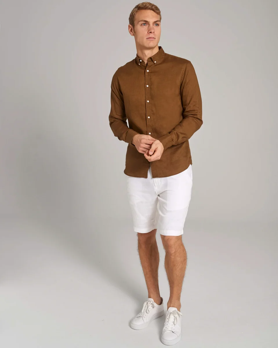 BS Sainz Casual Slim Fit Skjorta - Ockra - Bild 4