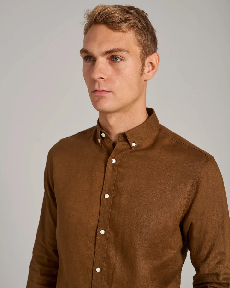 BS Sainz Casual Slim Fit Skjorta - Ockra - Bild 7