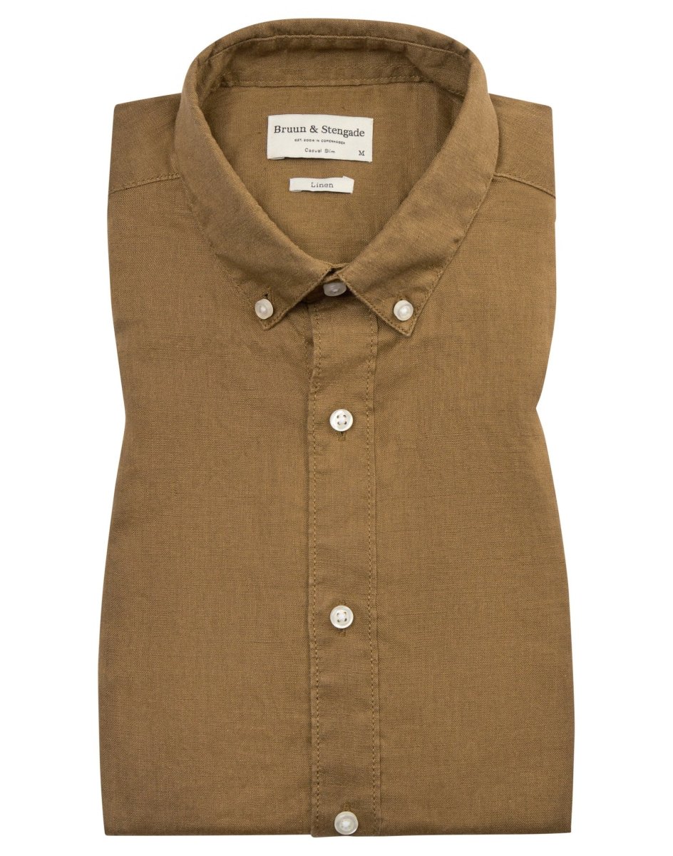 BS Sainz Casual Slim Fit Skjorta - Ockra