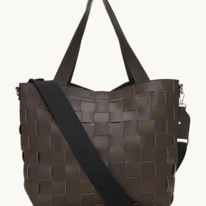 Braided Cross-Body Shopper - Chocolate Brown
