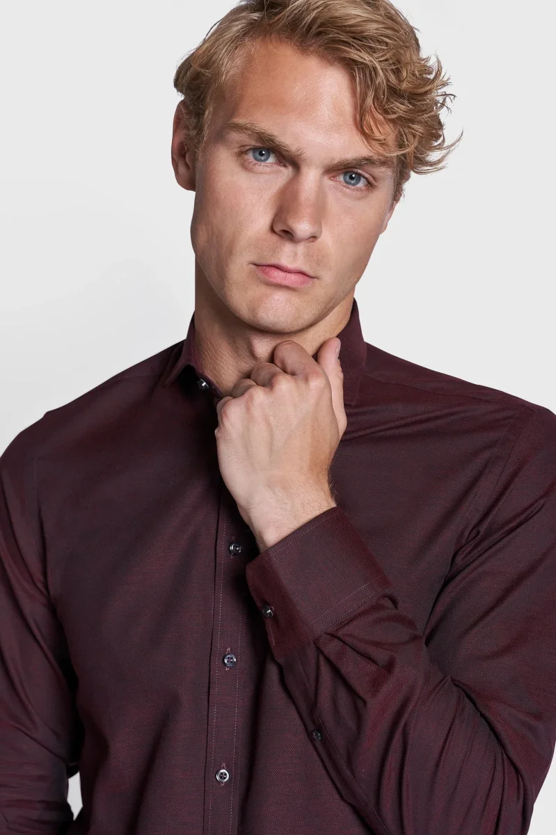 BS Maquire Modern Fit Skjorta - Bordeaux - Bild 7