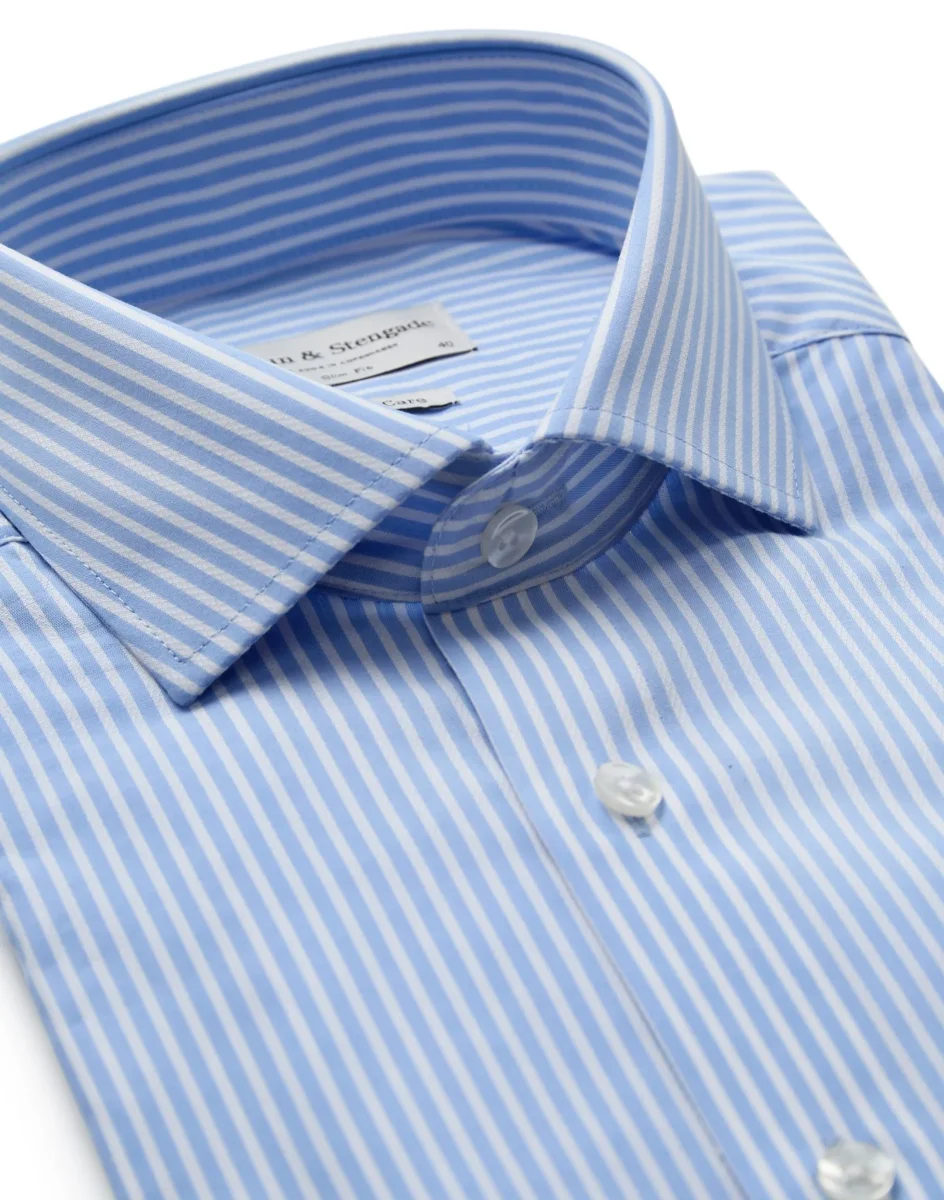 BS Moss Slim Fit Skjorta - Light Blue/White - Bild 3